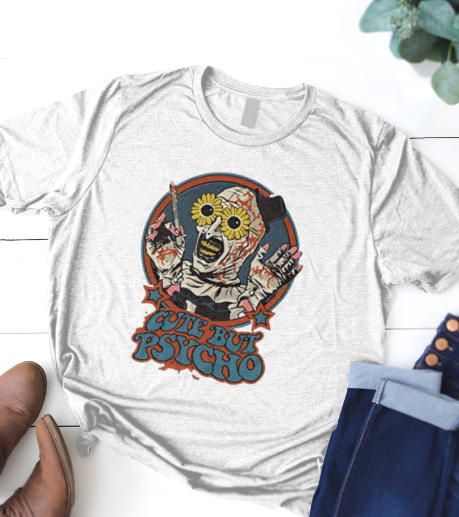 The Clown Cute But Psycho Creepy Knife Wielding Flower Eyed Jester T-Shirt