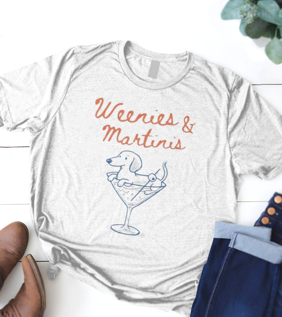 Weenies And Martinis Dachshund In Martini Glass With Olives T-Shirt