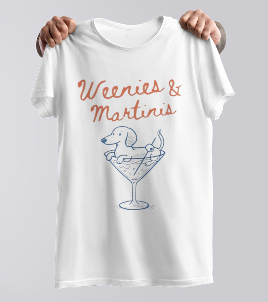 Weenies And Martinis Dachshund In Martini Glass With Olives T-Shirt
