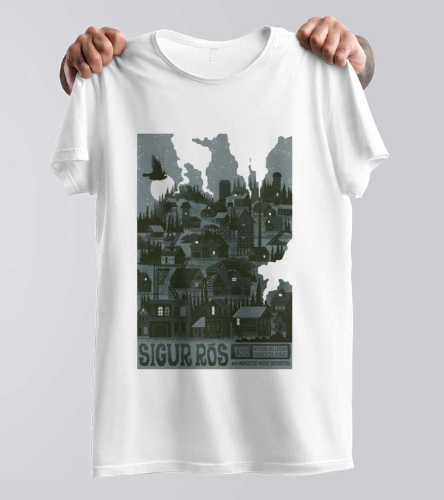 Sigur Rós November 7 2025 Mission Ballroom Denver Colorado With Wordless Music Orchestra T-Shirt
