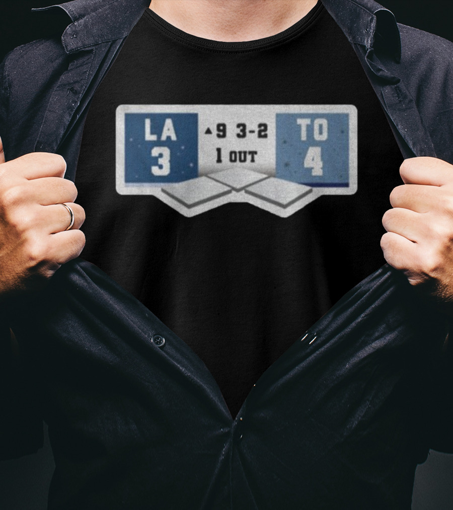 2025 MLB Los Angeles 3 Vs Toronto 4 WS Scoreboard 9th Inning T-Shirt