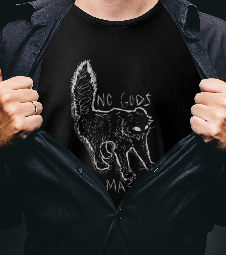 Feral Kitten Patch No Gods No Masters Anarchist Cat T-Shirt