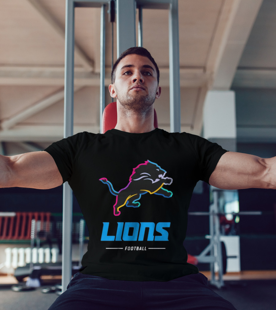 Lions Football Colorful Lion Graphic T-Shirt
