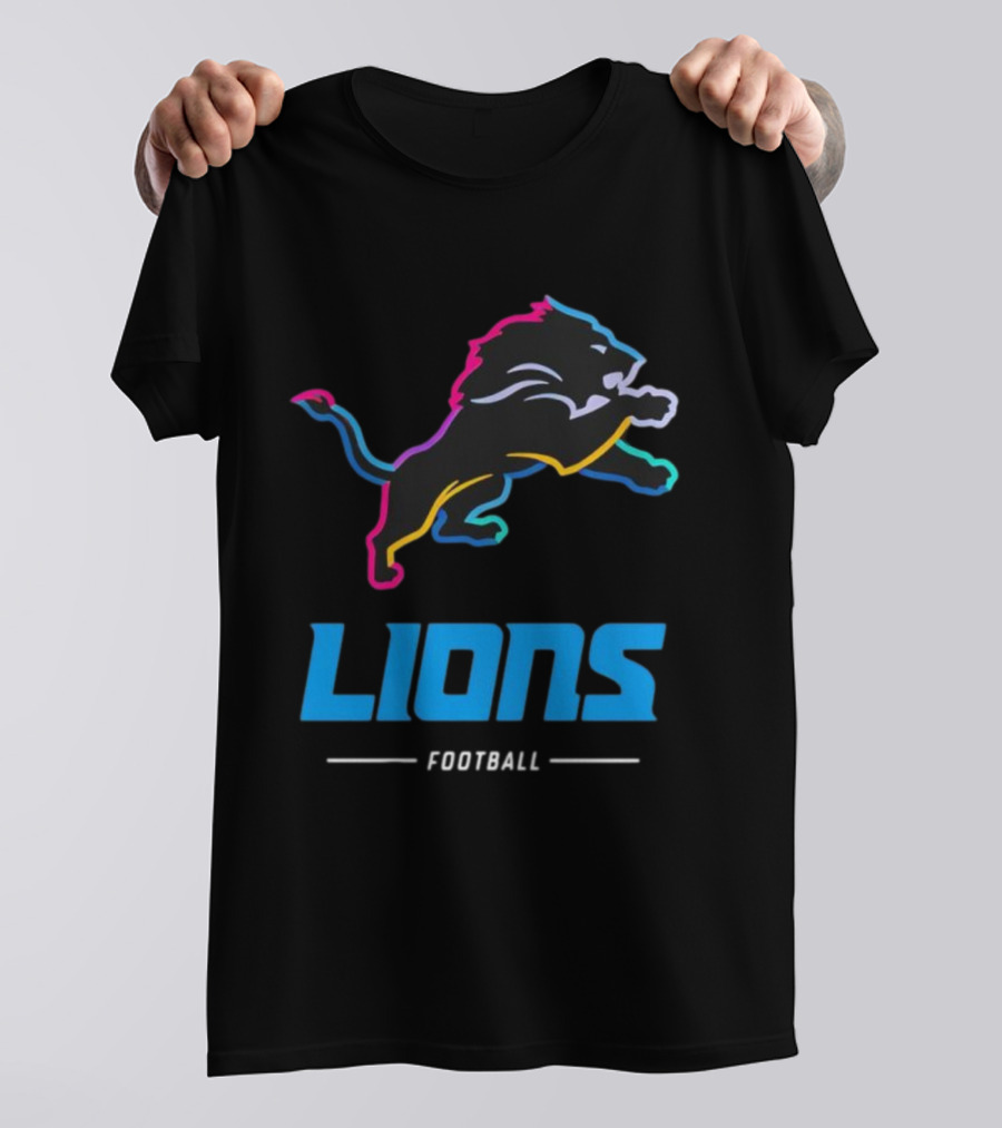 Lions Football Colorful Lion Graphic T-Shirt