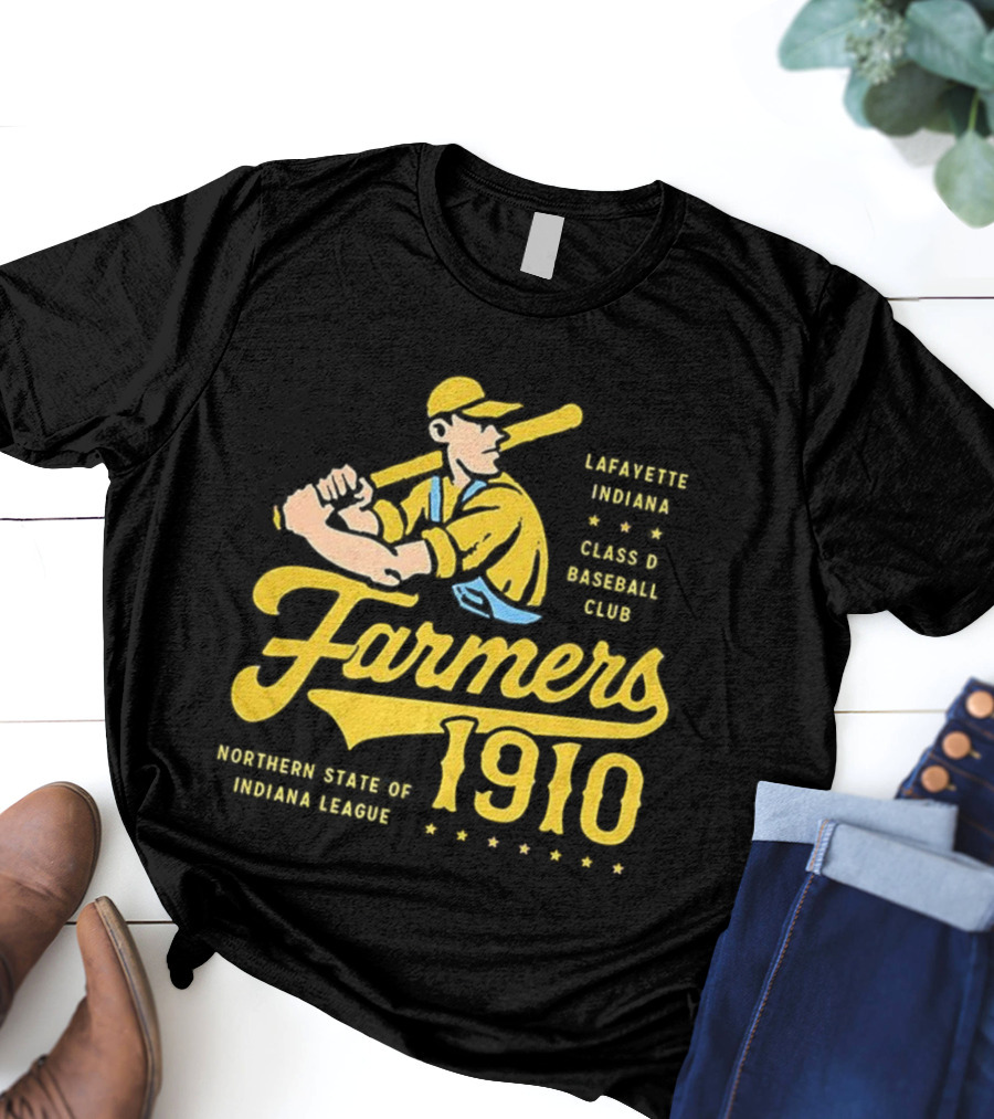 Farmers 1910 Lafayette Indiana Class D Baseball Club Northern State Of Indiana League Retro T-Shirt