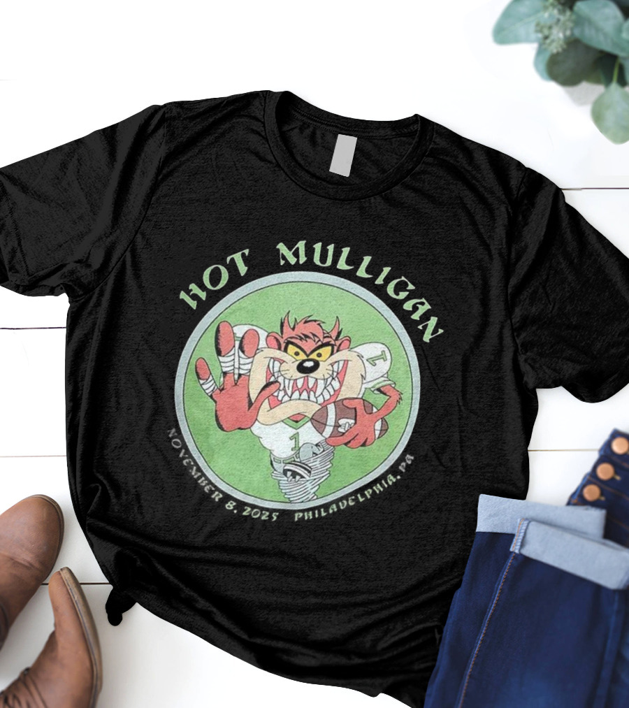 Hot Mulligan November 8 2025 Philadelphia PA Tasmanian Devil Football Player T-Shirt