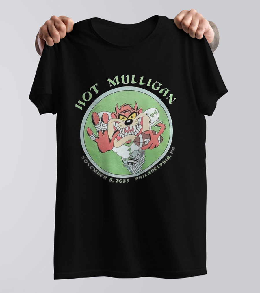Hot Mulligan November 8 2025 Philadelphia PA Tasmanian Devil Football Player T-Shirt