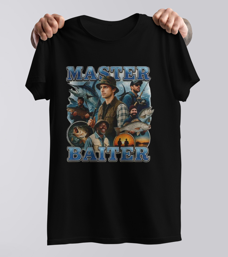 Master Baiter Vintage Fishing Enthusiasts Scenic Adventure T-Shirt