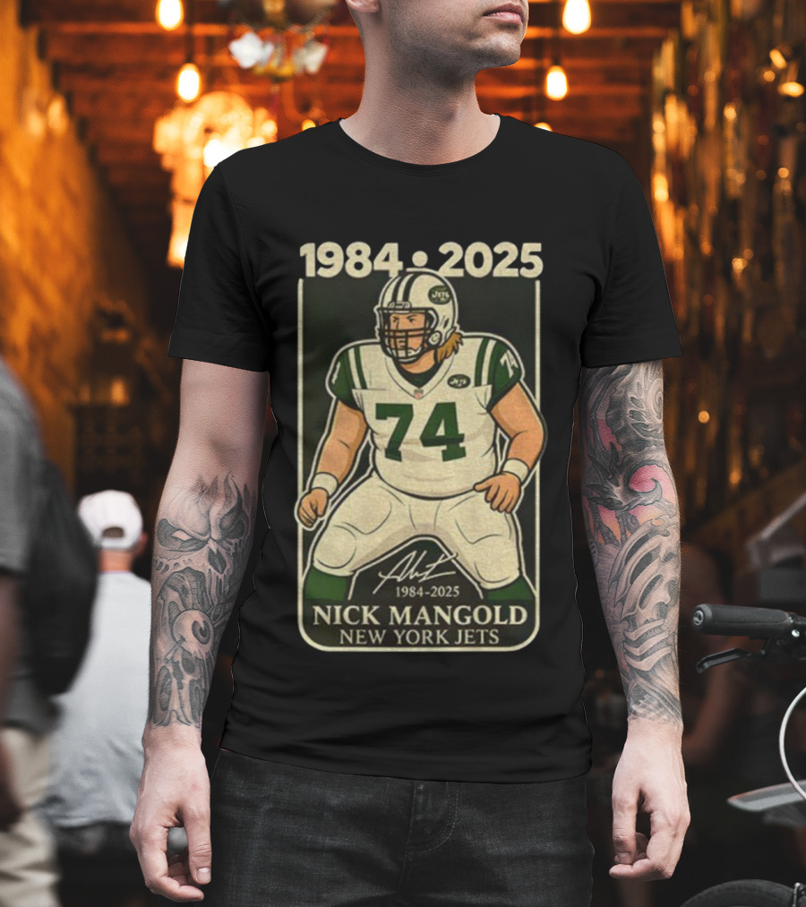 1984-2025 Nick Mangold 74 New York Jets Football Legend Signature T-Shirt