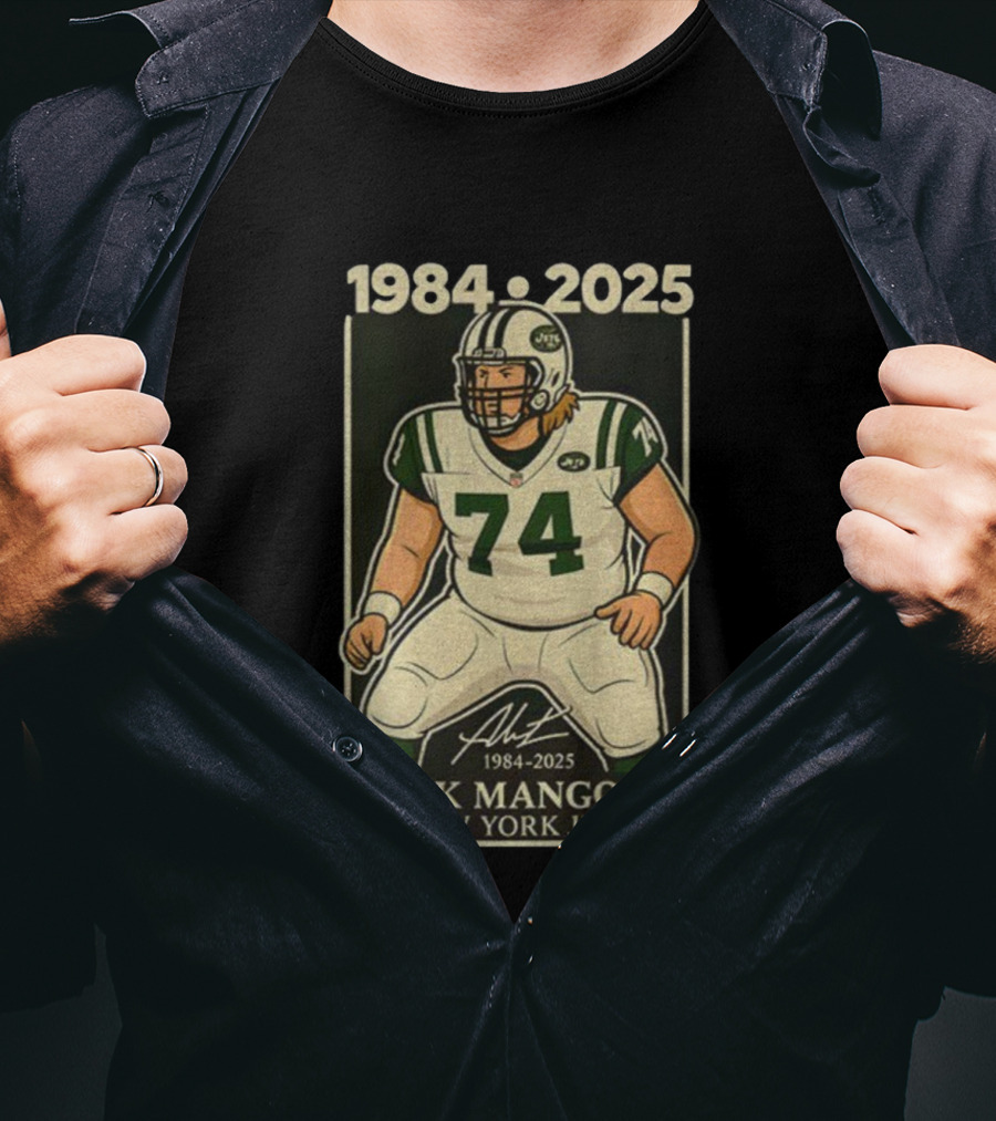 1984-2025 Nick Mangold 74 New York Jets Football Legend Signature T-Shirt
