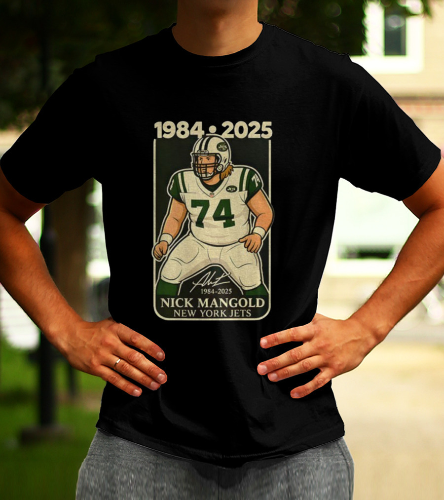 1984-2025 Nick Mangold 74 New York Jets Football Legend Signature T-Shirt