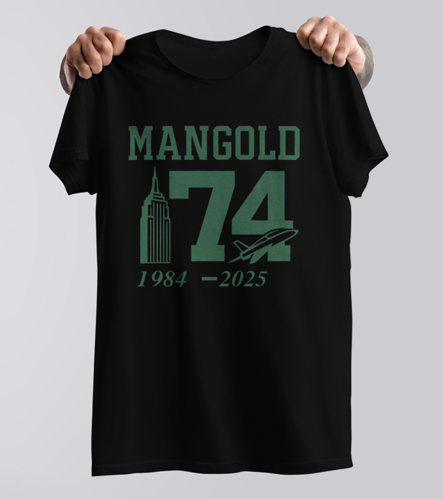 MANGOLD 74 New York Jets 1984 2025 Jet Skyline Tribute T-Shirt