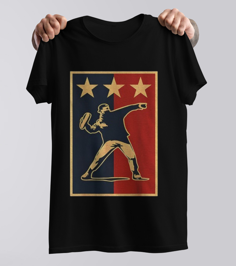 Sandwich Guy Resist Hope Obey Style Three Stars Retro Thrower T-Shirt