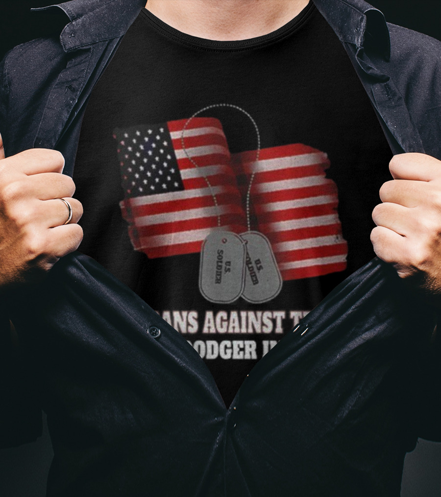 Veterans Against Trump Draft Dodger In Chief US Soldier Dog Tags American Flag T-Shirt