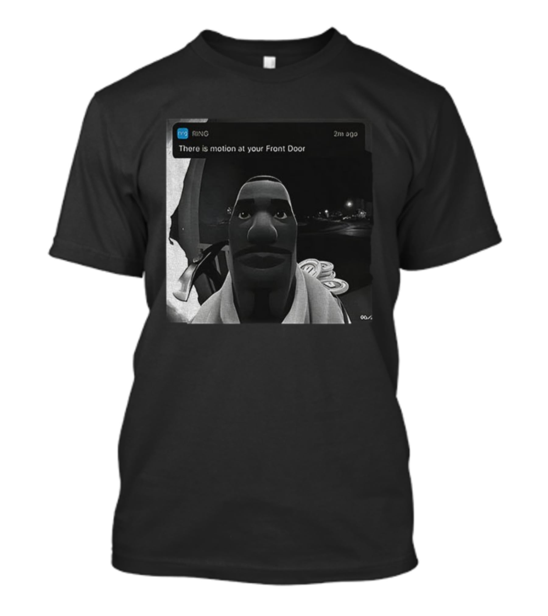Ring Notification Meme 2m Ago Front Door Motion Alert Cartoon Face T-Shirt