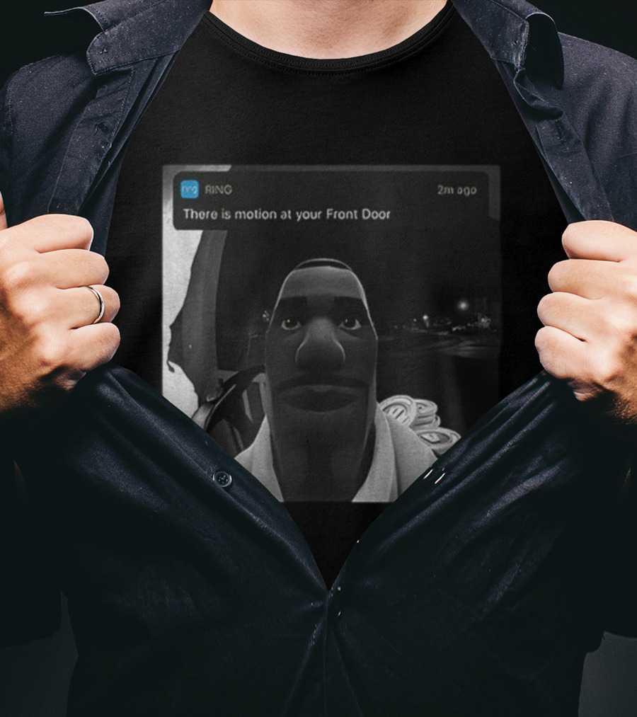Ring Notification Meme 2m Ago Front Door Motion Alert Cartoon Face T-Shirt