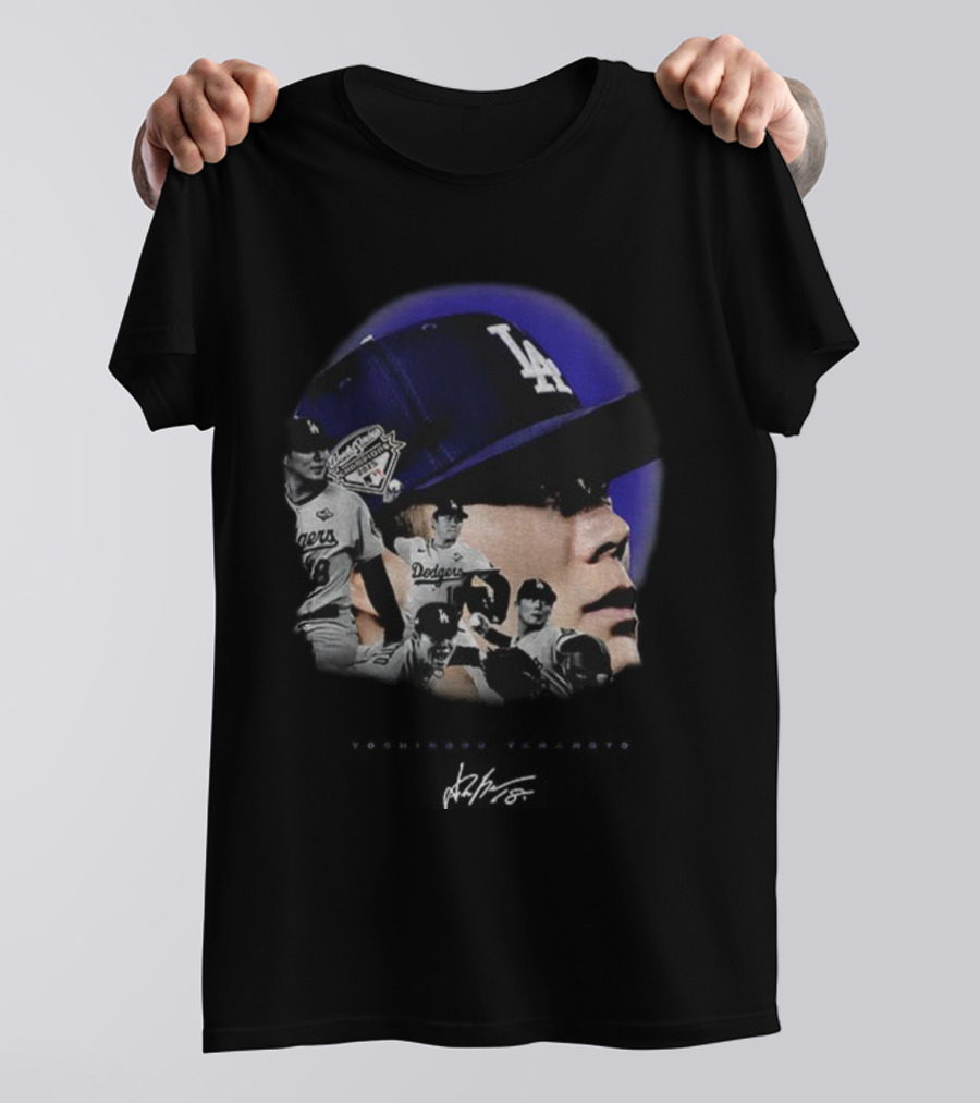 Dodgers MVP Yamamoto Vintage Baseball Icon LA Cap T-Shirt