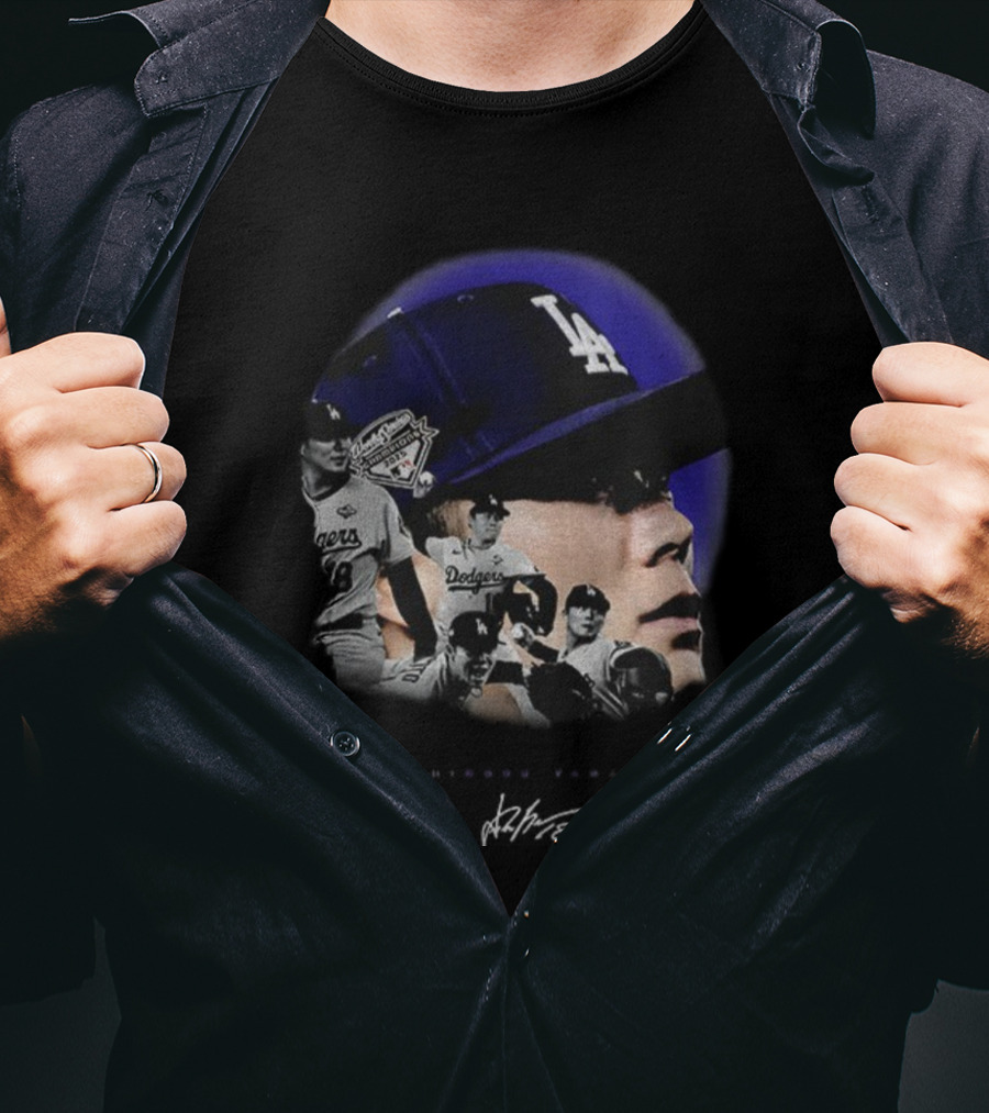 Dodgers MVP Yamamoto Vintage Baseball Icon LA Cap T-Shirt