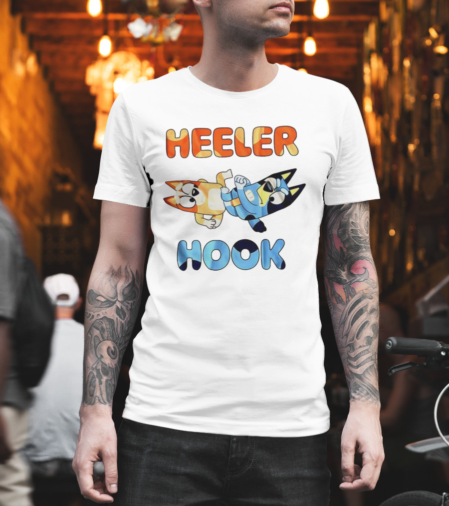 Bluey Heeler Hook Wrestling Playful Cartoons T-Shirt