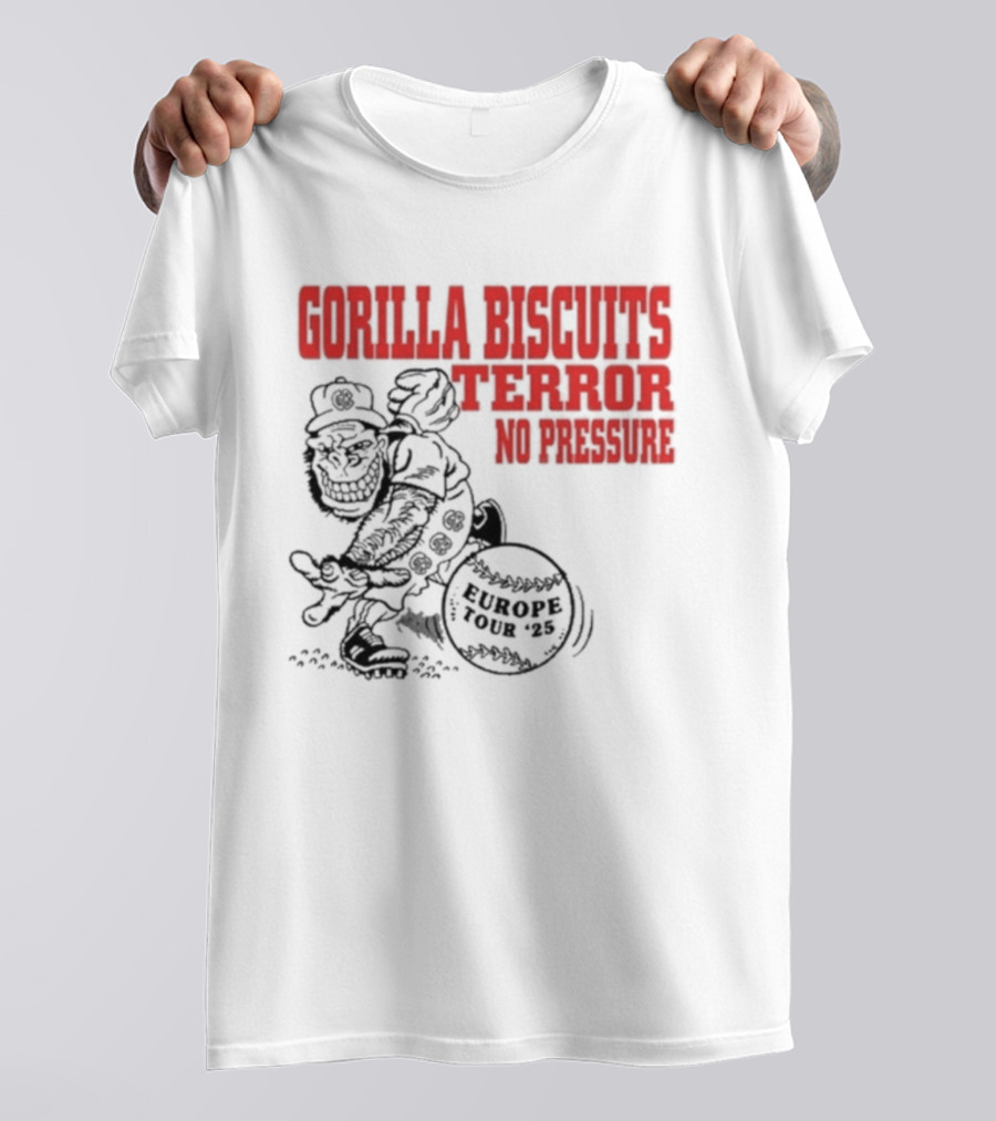 Gorilla Biscuits Terror No Pressure European Tour Promo 2025 T-Shirt