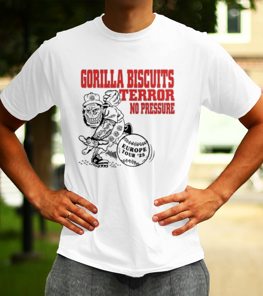 Gorilla Biscuits Terror No Pressure European Tour Promo 2025 T-Shirt