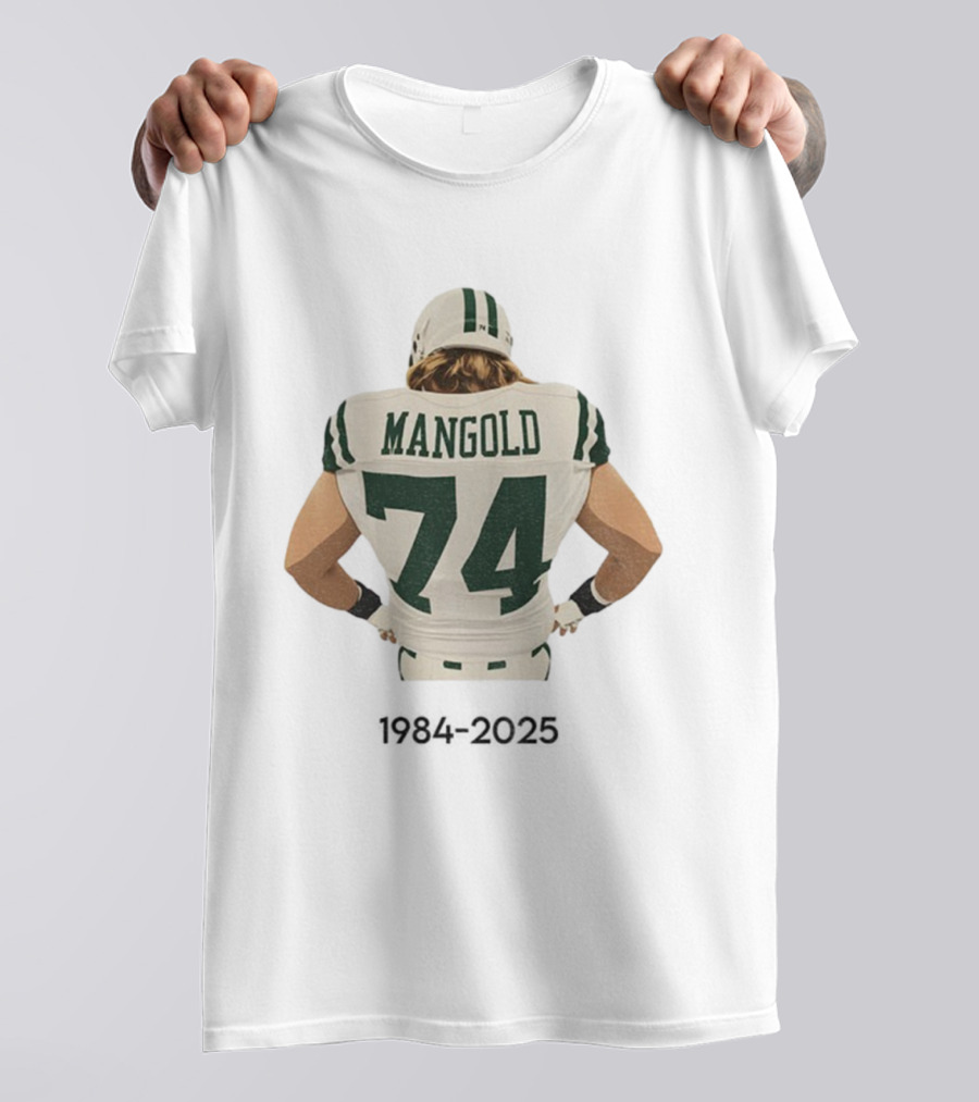 Nick Mangold 74 New York Jets 1984 2025 Tribute Football Memories T-Shirt
