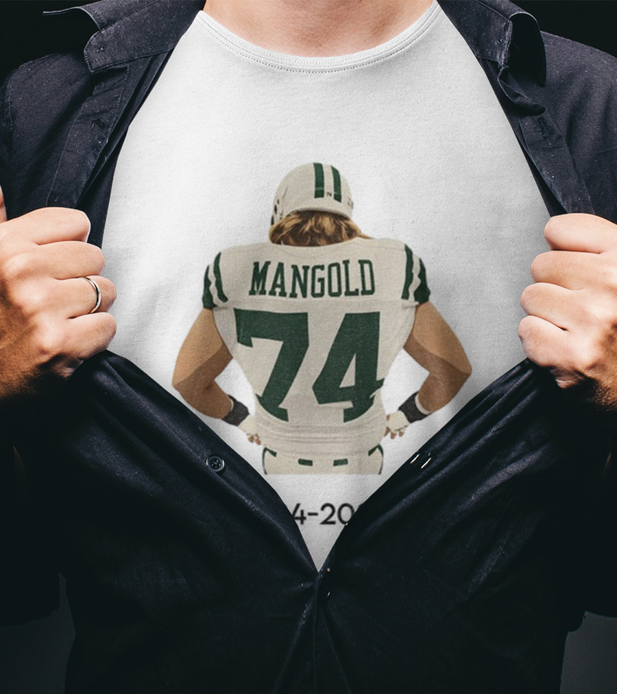 Nick Mangold 74 New York Jets 1984 2025 Tribute Football Memories T-Shirt