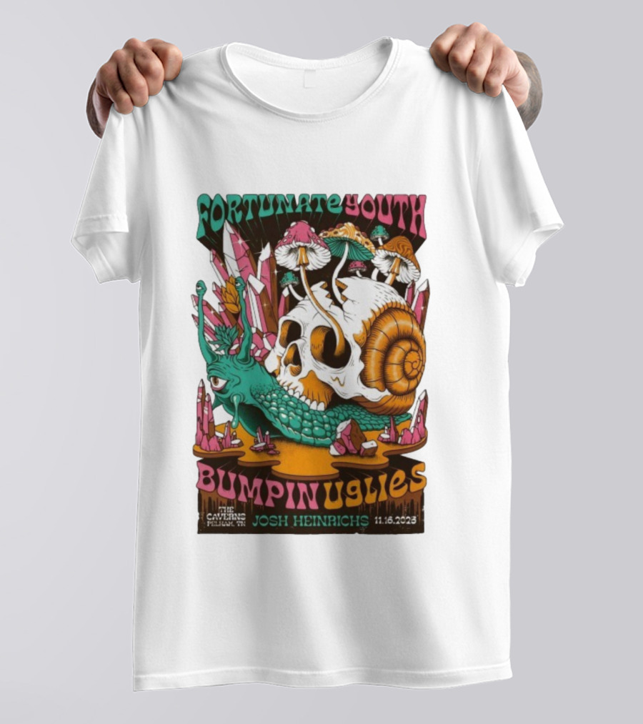 Fortunate Youth Bumpin Uglies Skull Snail The Caverns TN Nov 16 2023 Josh Heinrichs T-Shirt