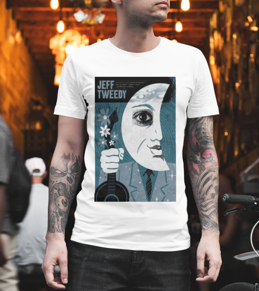 Jeff Tweedy Nov 8 2025 Liberty Hall Lawrence KS Moon Eye Flowers Guitar Art T-Shirt