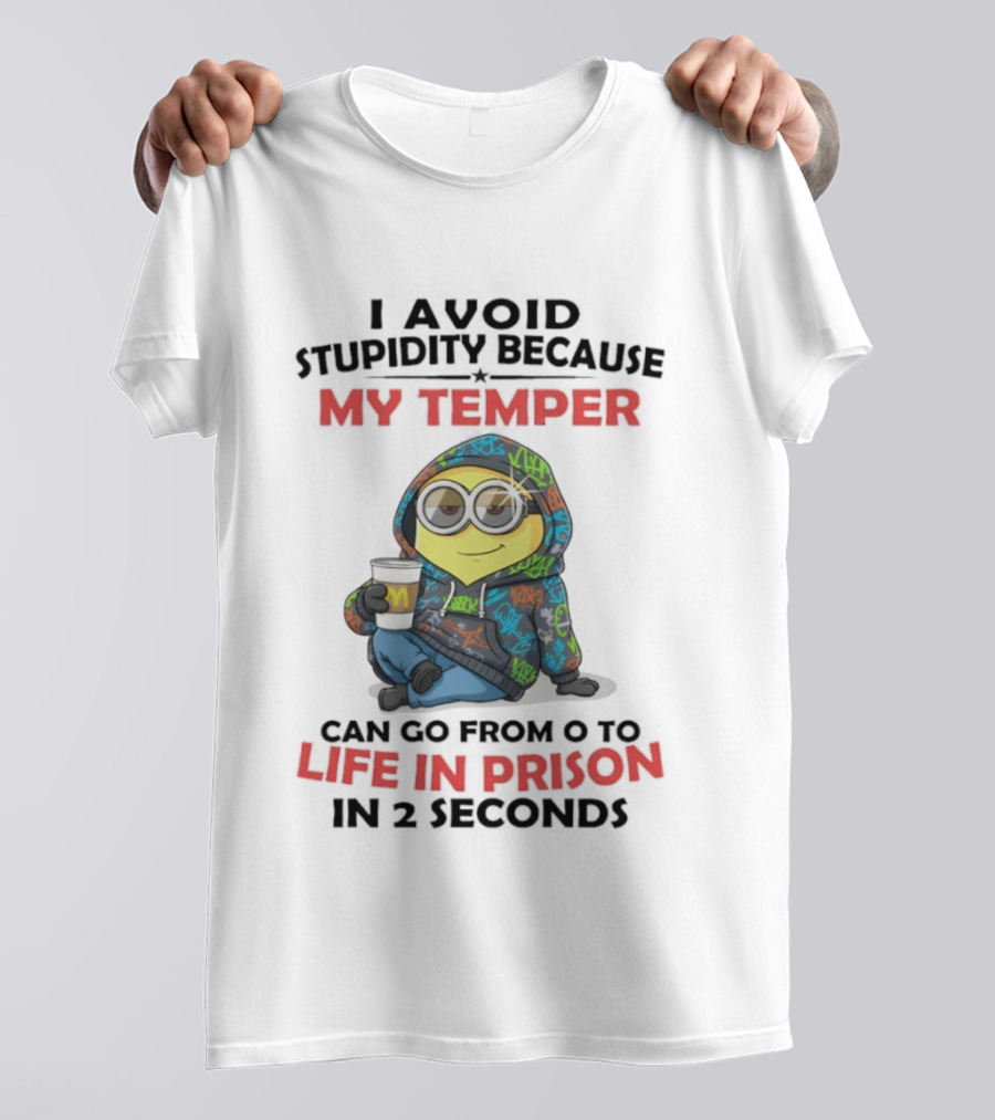 Minion Temper Life In Prison Graffiti Style With M Cup T-Shirt