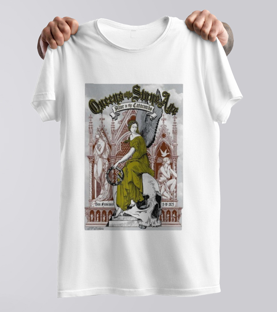 Queens Of The Stone Age Alive In The Catacombs San Francisco Nov 10 2025 Skull T-Shirt