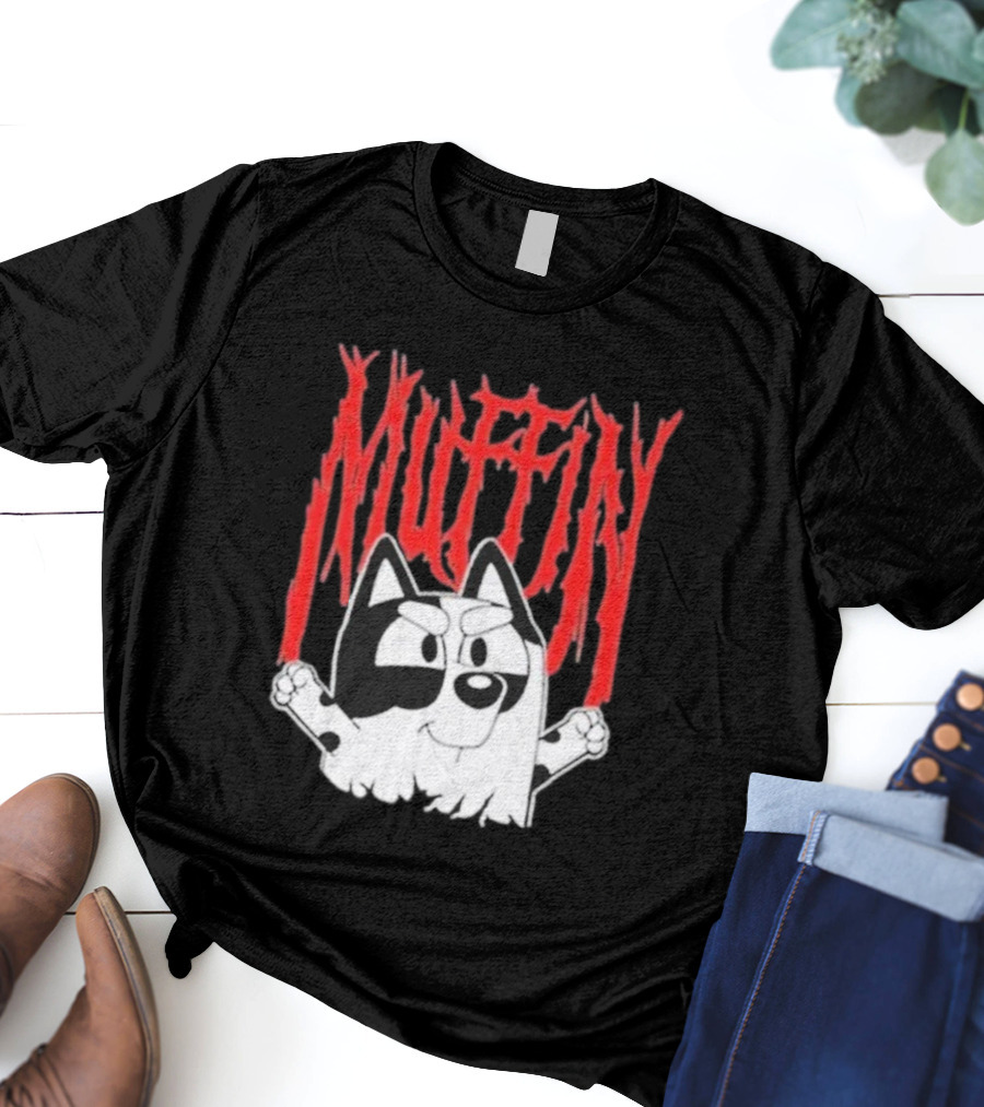 Bluey Muffin Metal Band Style T-Shirt