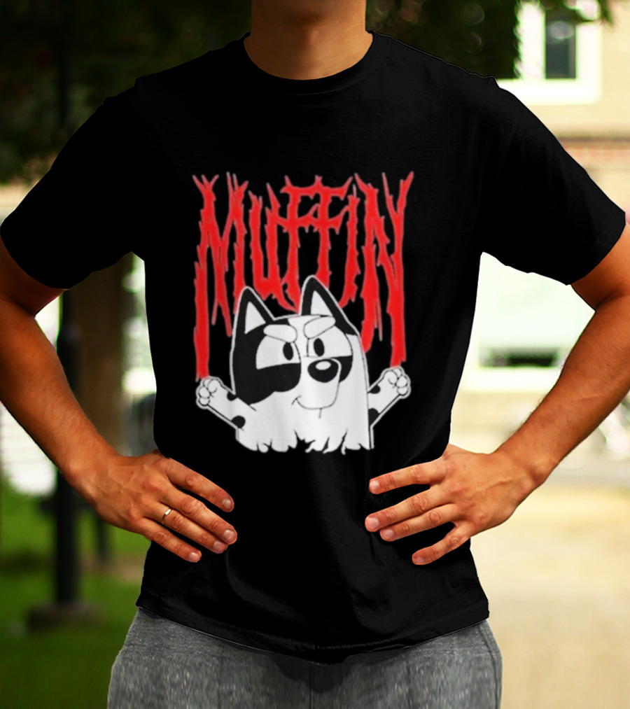 Bluey Muffin Metal Band Style T-Shirt