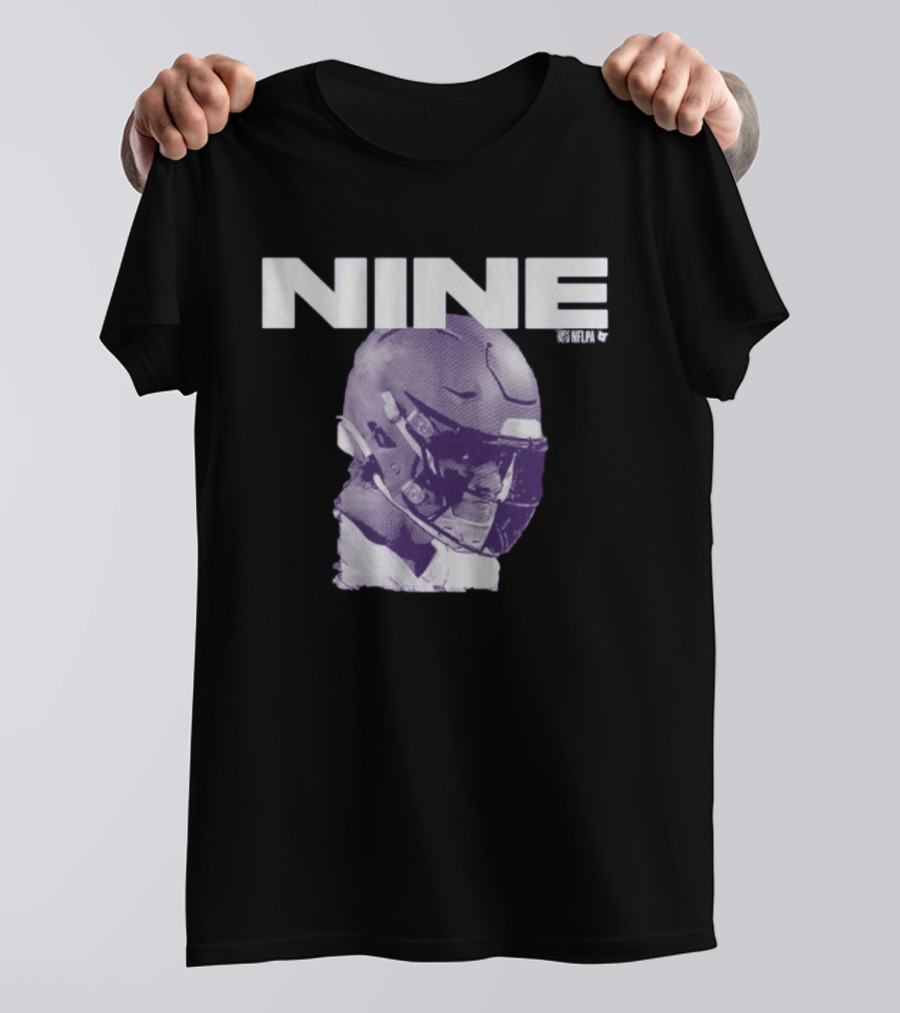 J.J. McCarthy Nine Football Helmet Graphic T-Shirt