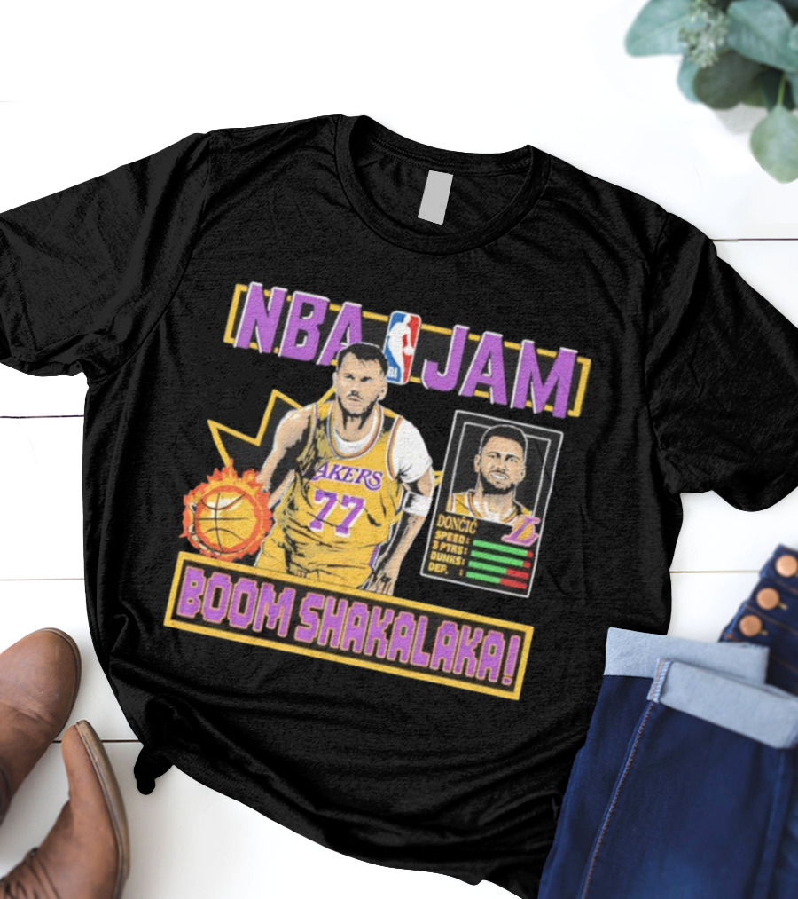 NBA Jam Lakers 77 Doncic Boom Shakalaka T-Shirt