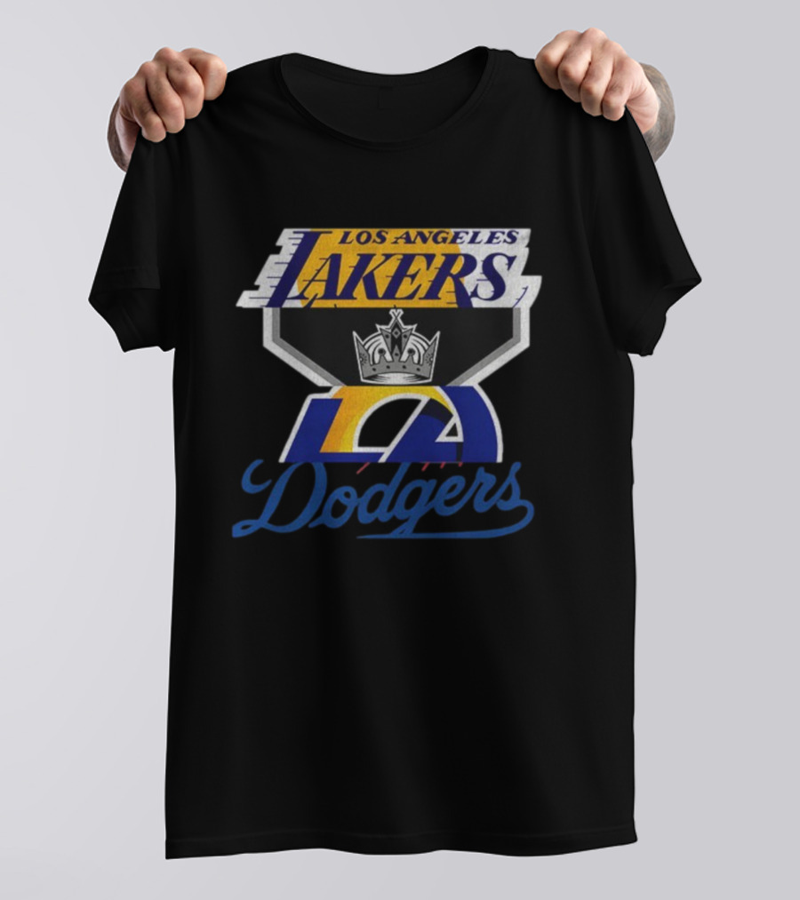 Los Angeles Dodgers Kings Lakers Sports Fan Logo Mashup T-Shirt