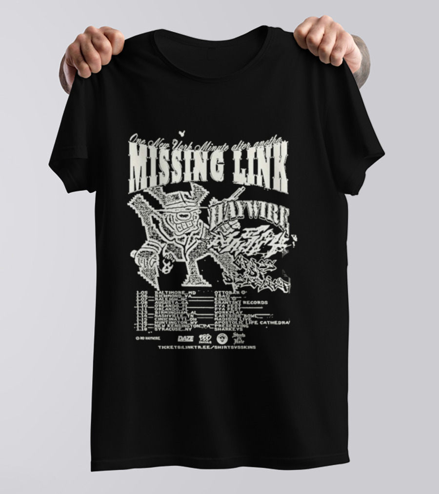 Missing Link Tour Haywire Hardcore Punk 2026 Live At Ottobar Baltimore MD January 5 T-Shirt
