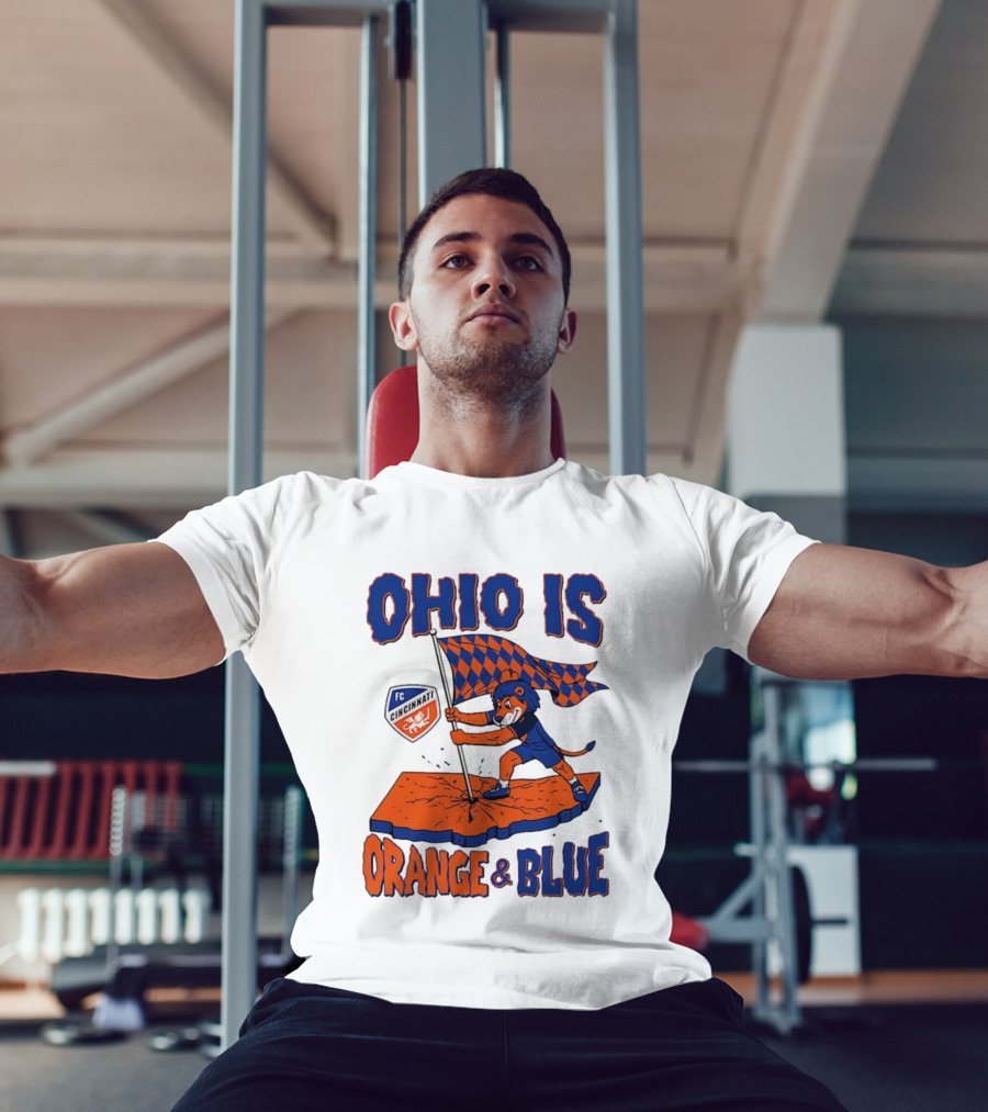 Ohio Is Orange And Blue FC Cincinnati Mascot Flag T-Shirt