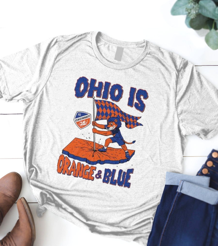Ohio Is Orange And Blue FC Cincinnati Mascot Flag T-Shirt