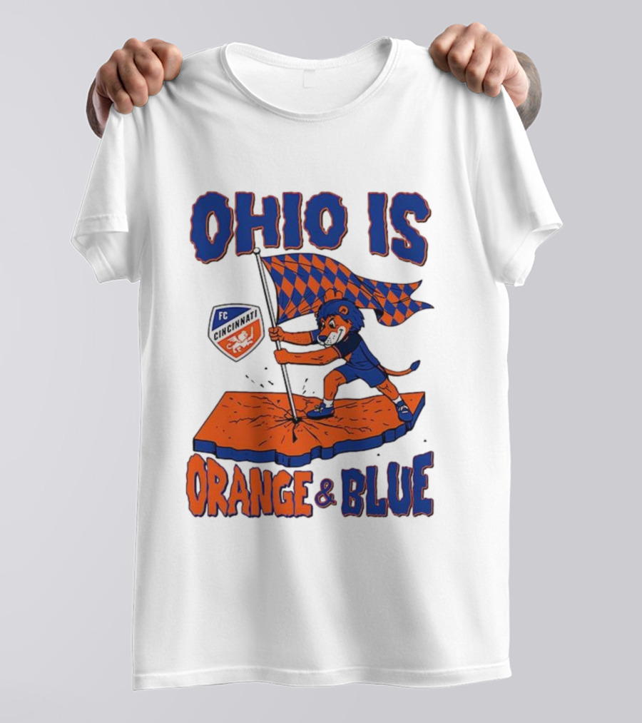 Ohio Is Orange And Blue FC Cincinnati Mascot Flag T-Shirt