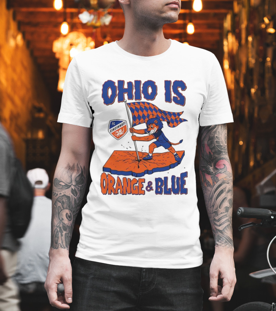 Ohio Is Orange And Blue FC Cincinnati Mascot Flag T-Shirt