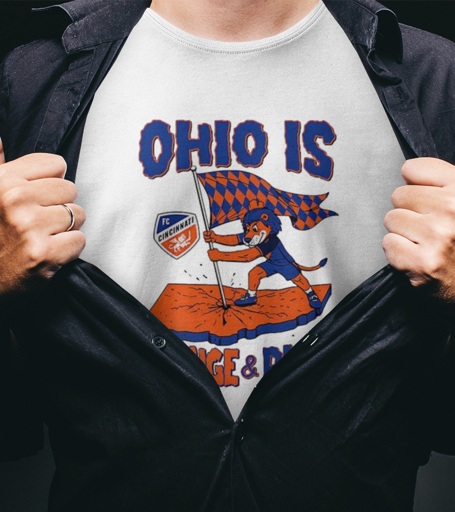 Ohio Is Orange And Blue FC Cincinnati Mascot Flag T-Shirt