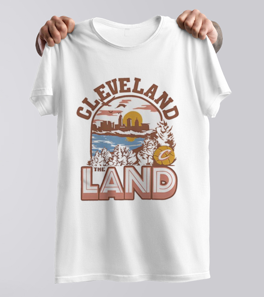 Cleveland Skyline The Land C Basketball Icon Lake Scene T-Shirt