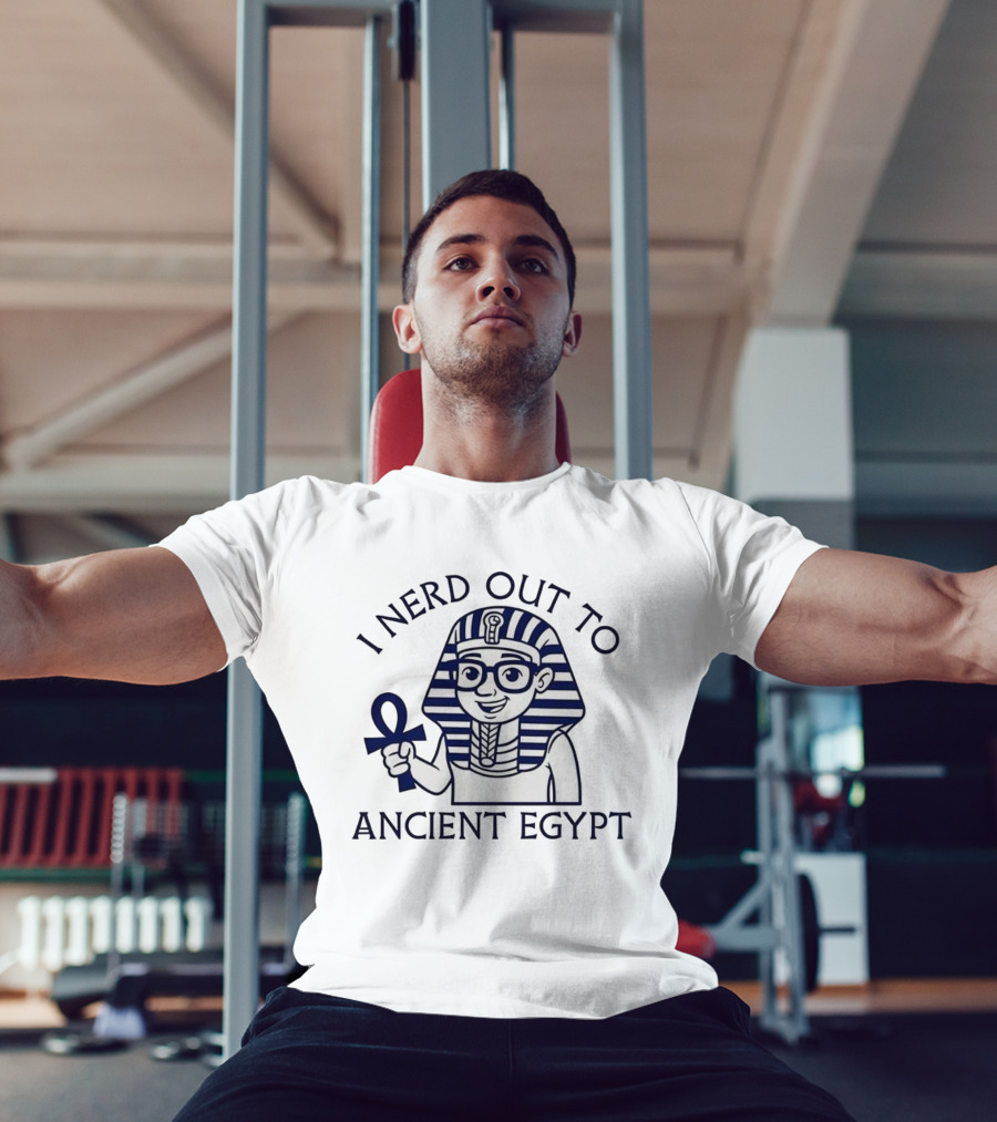 I Nerd Out To Ancient Egypt Pharaoh Cartoon With Ankh And Glasses T-Shirt