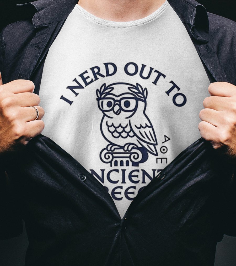 I Nerd Out To Ancient Greece Owl Illustration T-Shirt