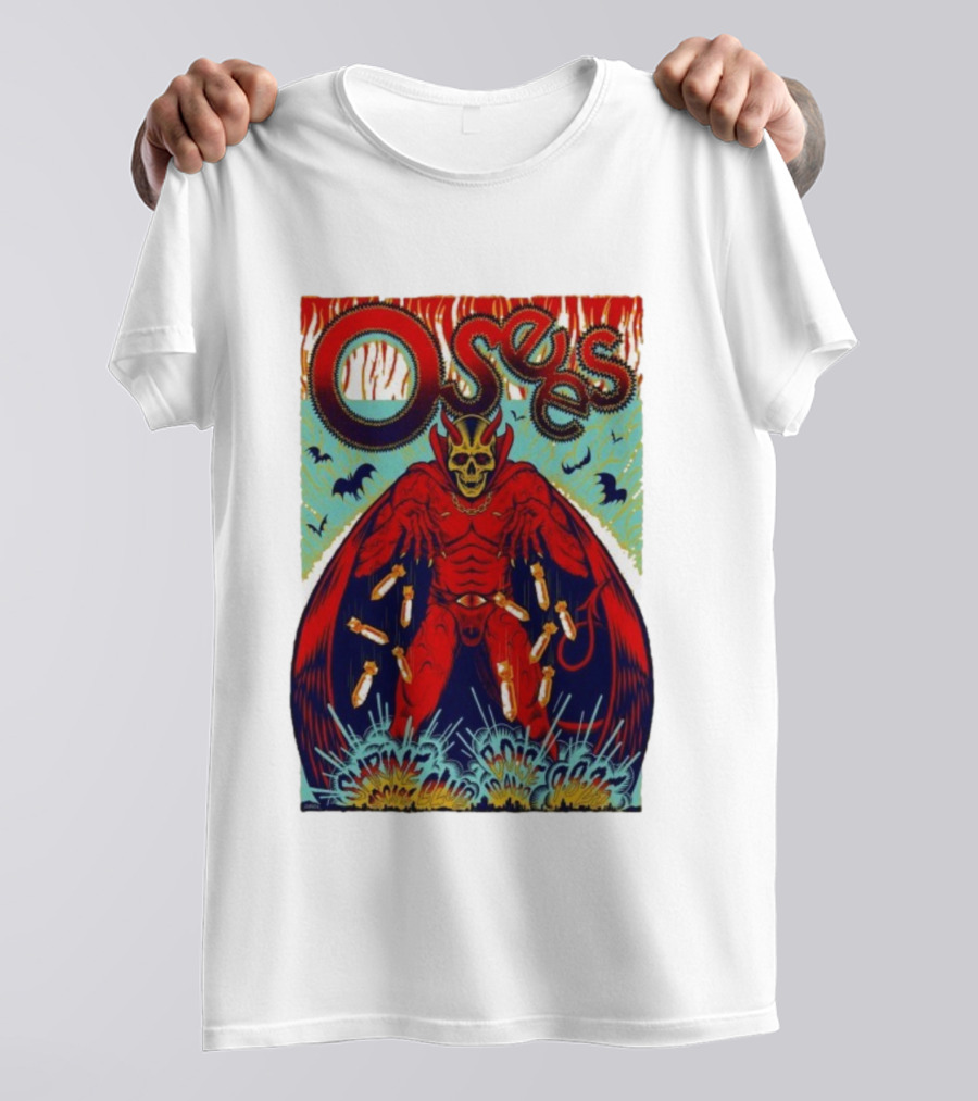 Osees Shrine Social Club Boise Sep 08 2025 Skeleton Demon With Bats T-Shirt