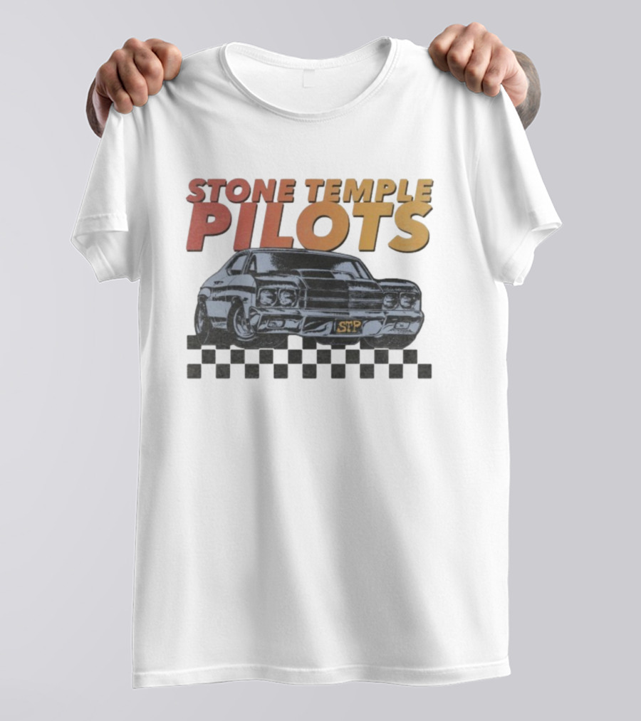 Stone Temple Pilots STP Car Racing Checkerboard T-Shirt