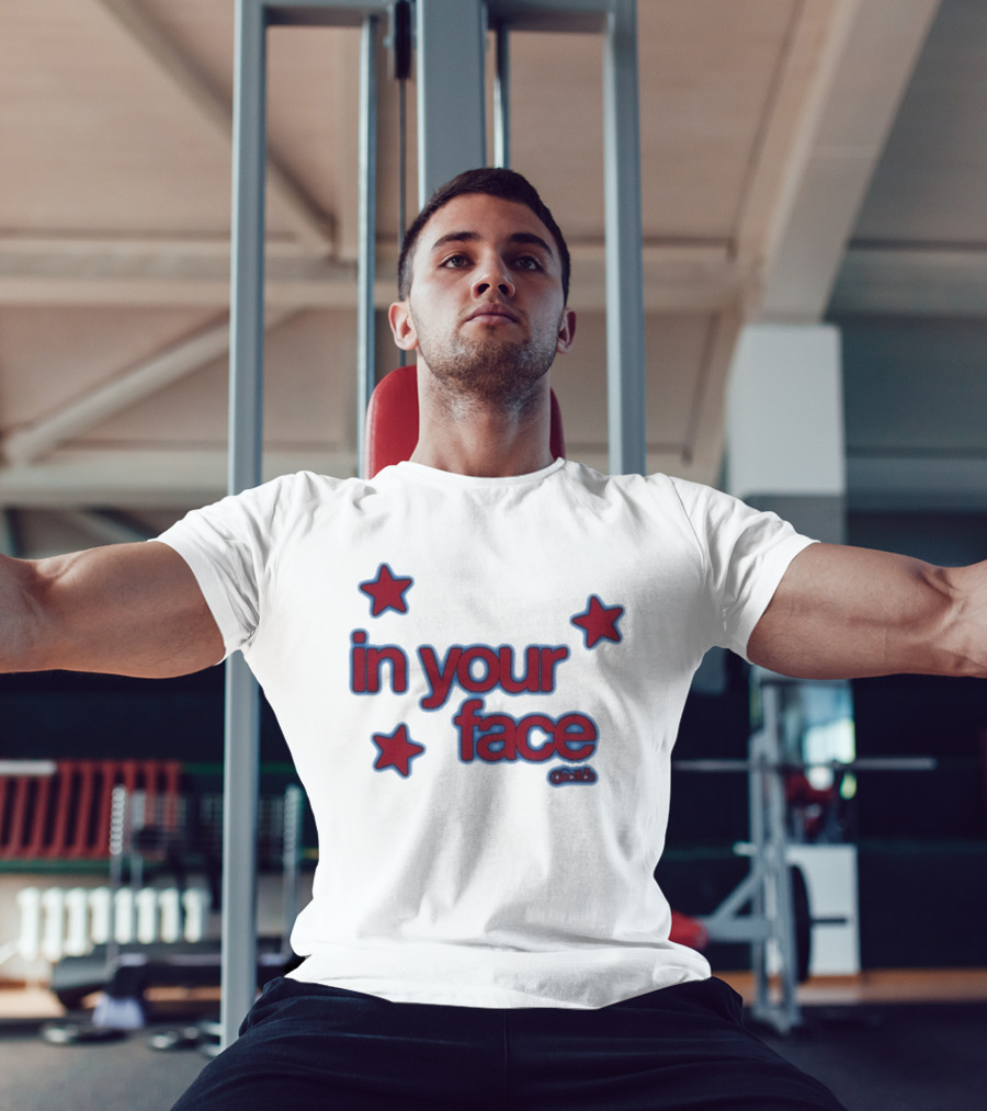 Pacifica In Your Face Stars Logo Bold Red And Blue Stars Pattern T-Shirt