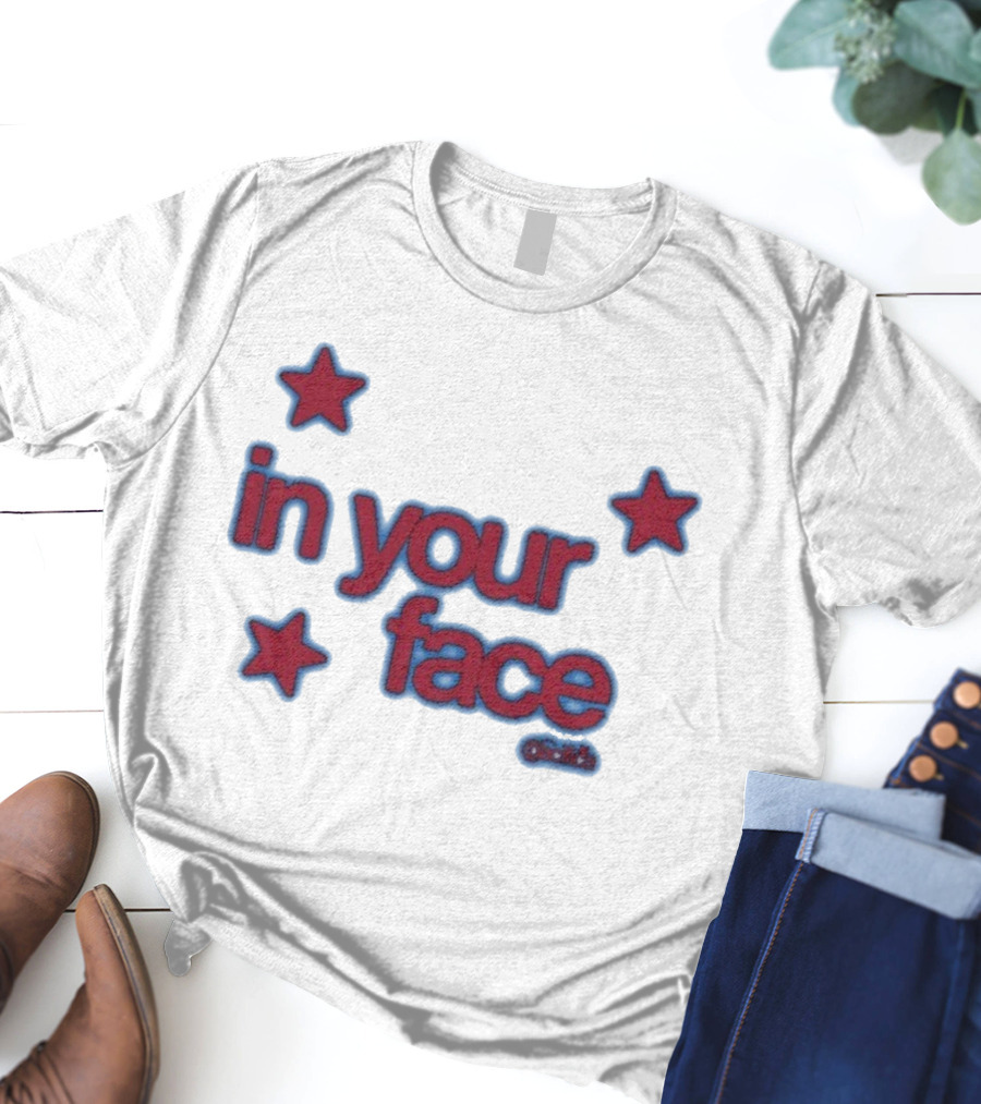 Pacifica In Your Face Stars Logo Bold Red And Blue Stars Pattern T-Shirt