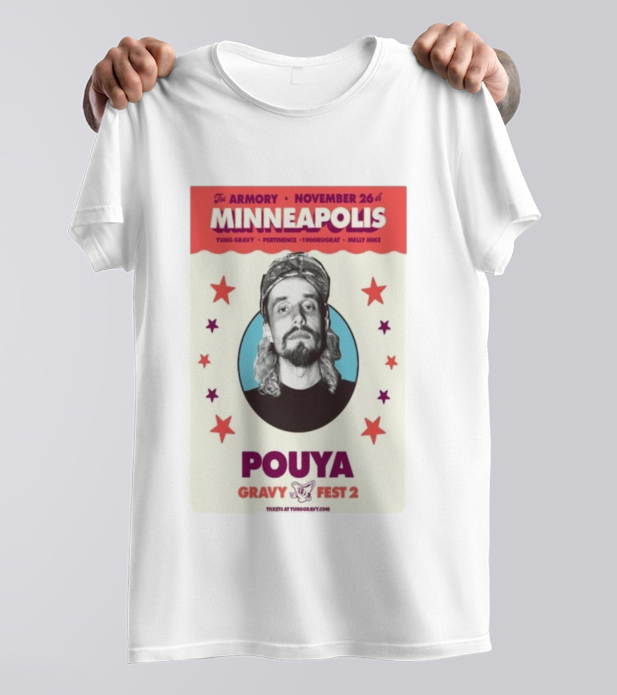 Pouya Gravy Fest 2 Minneapolis The Armory November 26 Featuring Yung Gravy 1900rugrat Melly Mike T-Shirt